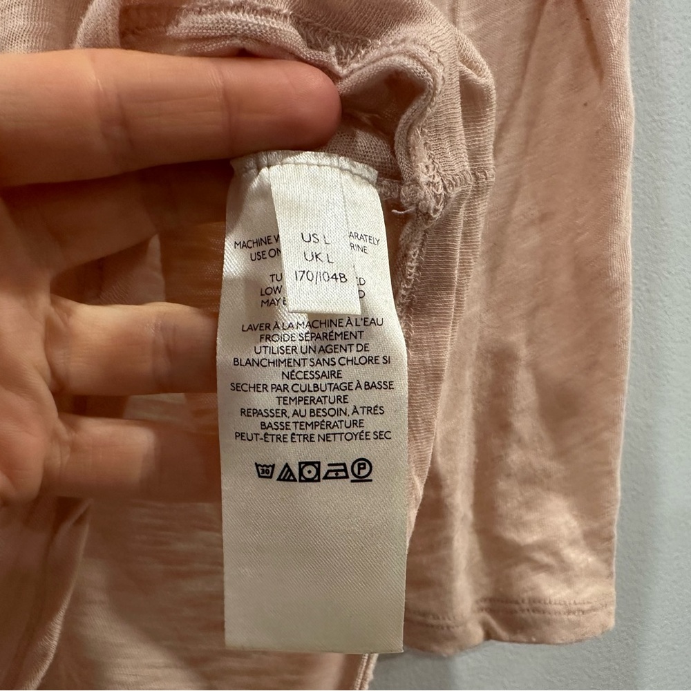 Free People Betty Tee Shirt Light Pink Long Sleeve Large L - Picture 8 of 10